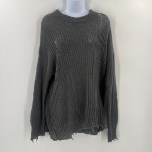 Urban Outfitters Size XS Gray Distressed Knit Oversized Sweater